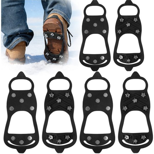 Mutig Spikes 3 Paar Anti Rutsch Schuhspikes, Spikes Schuhe Schuhkrallen mit 8 Zähne (Spikes zum Überziehen, Edelstahl Spikes, Steigeisen für Damen & Herren, Ein