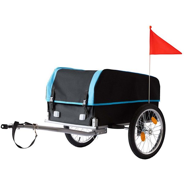relaxdays Fahrradlastenanhänger Fahrradanhänger Lastenanhänger klappbar, Schwarz-Blau