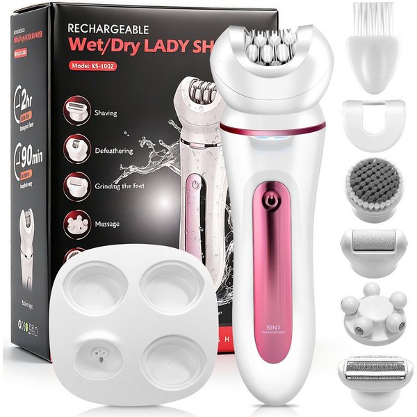 CkeyiN Pro Elektrokörperrasierer Intimrasierer für Frauen,Damenrasierer,Elektrischer Rasierer Damen, Kann unter fließendem Wasser abgewaschen werden, Aufsätze: 