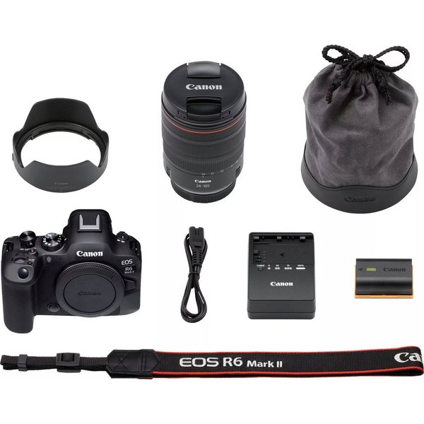 Canon EOS R6 Mark II Systemkamera (RF 24-105mm F4 L IS USM, 24,2 MP, WLAN (Wi-Fi), Bluetooth, Hybridkamera für Foto und Video ohne Kompromisse)