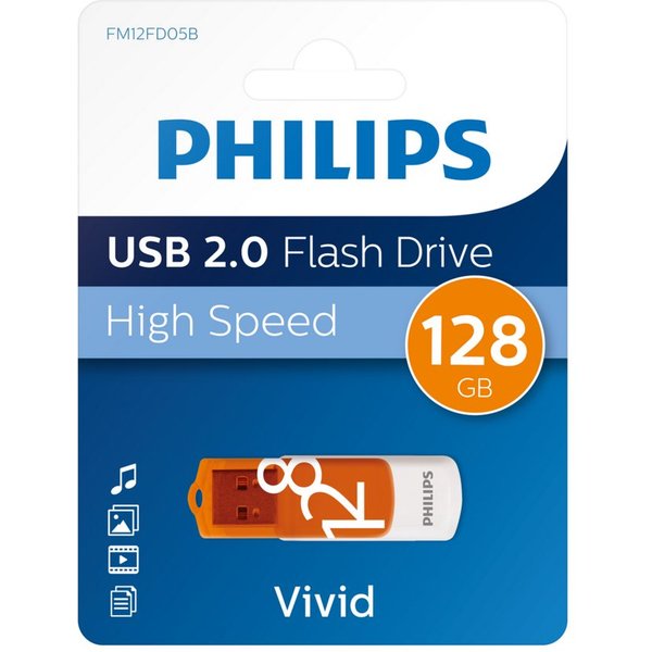 Philips FM12FD05B/00 USB-Stick (USB 2.0, Lesegeschwindigkeit 80,00 MB/s, Sunrise Orange®, 128 GB, USB 2.0, 1er Pack)