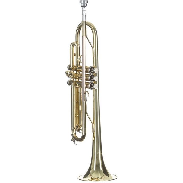 Monzani Trompete, MZTR-113A Bb-Trompete Messing Schallbecher Edelstahl Ventile Goldlack Finish inklusive Mundstück und Koffer Ideal für Einsteiger Marschkapelle