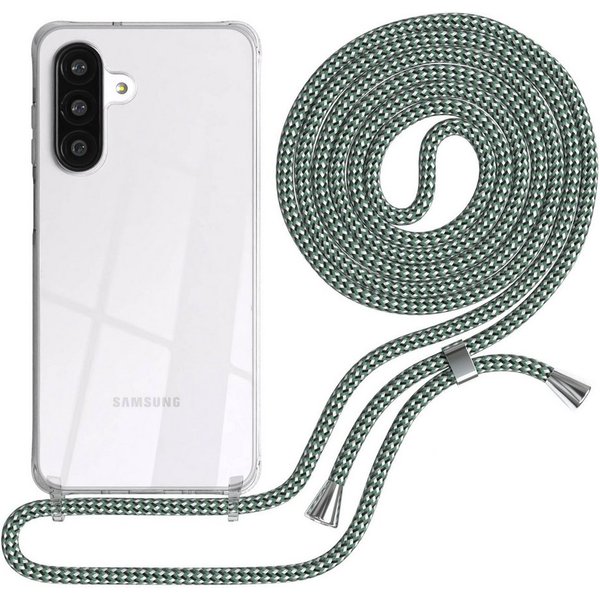 EAZY CASE Handykette Hülle mit Kette für Samsung Galaxy A26 6,7 Zoll, Kettenhülle zum Umhängen Tasche Cross Bag Handykordel Cover Grün Weiß