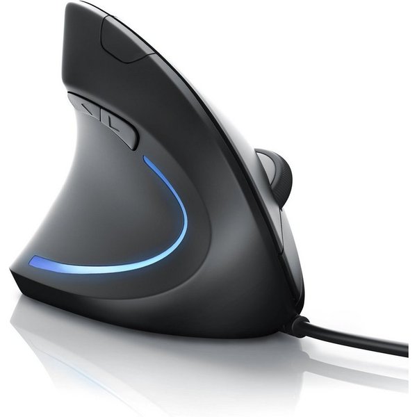 CSL Optische vertikale Linkshänder Mouse, gegen Mausarm/Tennisarm ergonomische Maus (kabelgebunden, 1600 dpi, Kabelgebunden ergonomisches Design, gelenkschonend