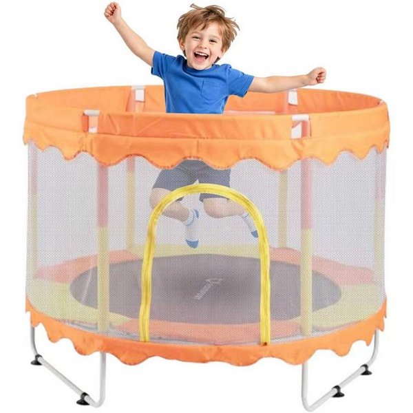 FOXSPORT Kindertrampolin, Gartentrampolin, Jumpingtrampolin, (150 × 150 × 110 cm (L * B * H), 150 tlg), Sicherheitsnetz mit Schaumstoff gepolstert, bis zum 150 
