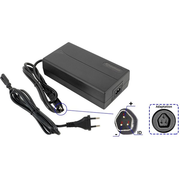 PowerSmart DZLM4820-N1 Batterie-Ladegerät (48V 2A für Elektrofahrrad Modell 2022 Fischer VIATOR ETH/ETD 1861+, Terra 2.1 und Junior, Montis 2.1 und Junior)