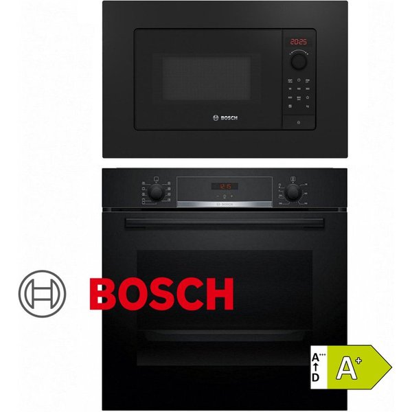 BOSCH Backofen-Set Bosch Backofen Serie 4, Teleskop und Mikrowelle einbau Sparset -Autark, mit 1-fach-Teleskopauszug, Uhr, Timer, Teleskopauszug, Grill