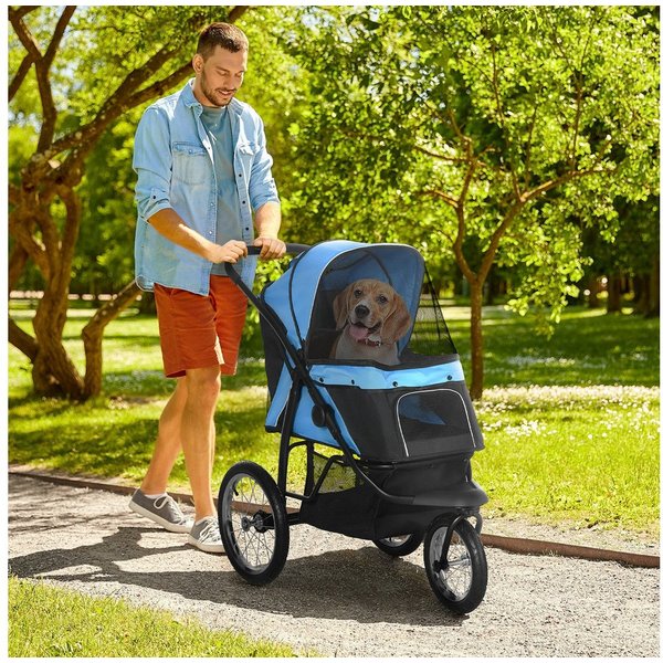 PawHut Hundebuggy Katzenwagen mit geländegängige Gummiräder Kissen Buggy, (Hundewagen, 1-tlg), für Hunde & Katzen bis 20 kg, Blau