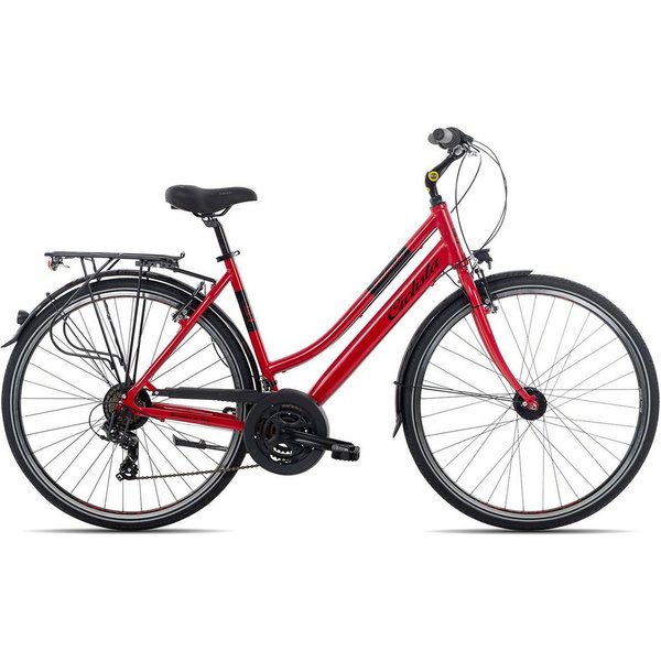 Ciclista Cityrad Ponte Vecchio Trapez, 21 Gang Shimano Tourney 21 Schaltwerk, Kettenschaltung, Damenrad Citybike rot/orange