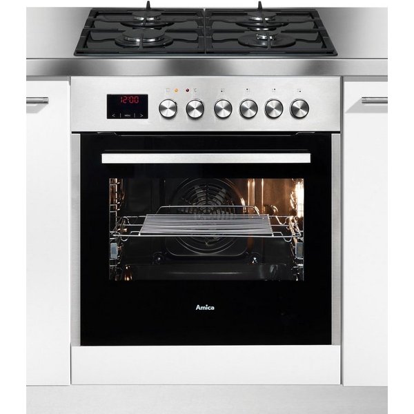 Amica Gasherd-Set EHEG 934 112 E, mit 1-fach-Teleskopauszug, Steam Clean, Klassischer Kochkomfort mit viel Kontrolle und bequemer Handhabung
