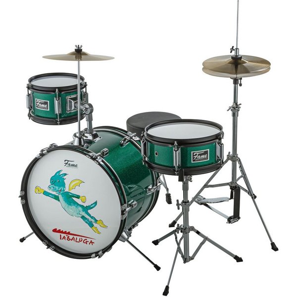 FAME Schlagzeug, Drums for Kids, Drumsets, 3 PC Junior Drumset Tabaluga Dark Green - Drumsets für Kinder
