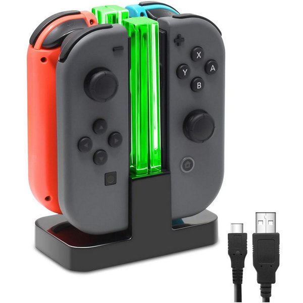 Toomoke Ladestation für Nintendo Switch 4 in 1 Joy-Con Controller Zubehör Nintendo (Controller-Ladestation, Joy-Con Ladegerät Typ-C Kabel, mit individueller LED