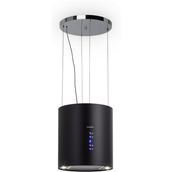 Klarstein Deckenhaube Barett Serie Barett Inselabzugshaube Ø35 cm 558 m³/h LED Edelstahl Abzugshaube Insel Abluft Umluft Haube Dunstabzug Dunstabzugshaube
