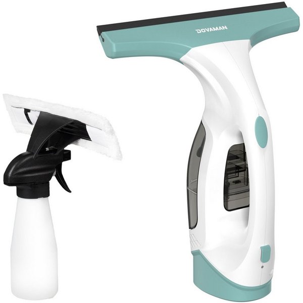 DOVAMAN Akku-Fenstersauger 30 Min Laufzeit, 280 mm Düse, 150 ml Tank, Sprühflasche & 2 Tüchern