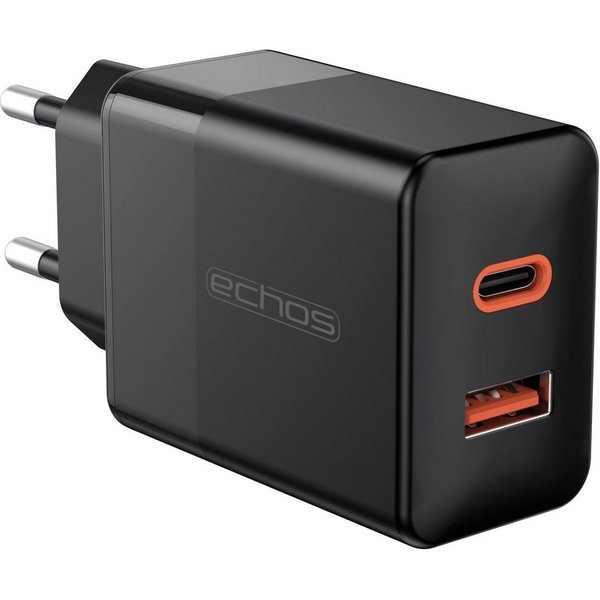 echos Eco-4045 Schnelllade-Gerät (Set, 33 Watt Schnellladegerät,Dualport,USB-C + USB-A,QC3.0,PD,PPS)