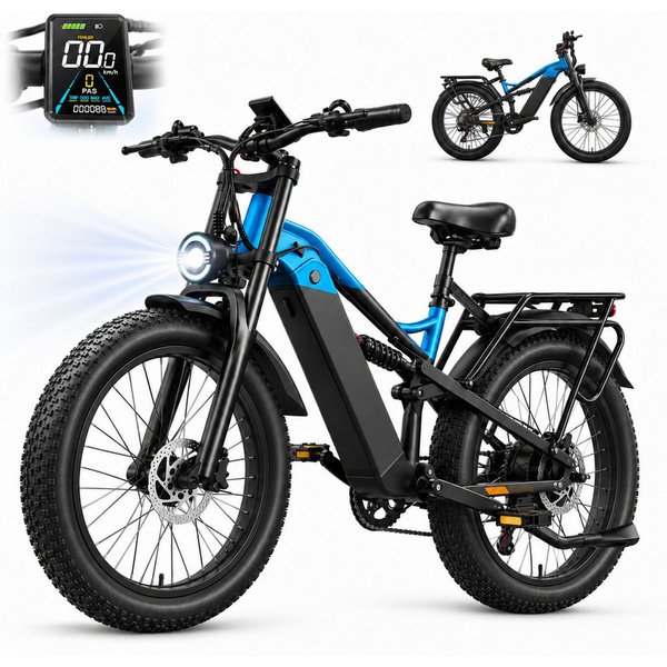 OOTD E-Bike Fatbike 26"*3.0 elektrobike, 48V 20Ah Akku bis 150 km, 500W Motor, 80 Nm, (1 tlg)