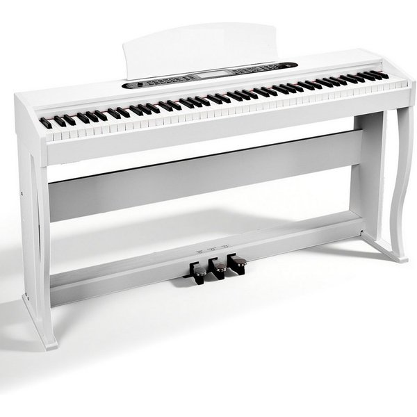 VINGLI Digitalpiano GDP-104 E Piano 88 Tasten, vollgewichtete Tastaturen, Dual Bluetooth, Digitalpiano mit Klavierständer, Weiß/Schwarz/Schwarznussbraun