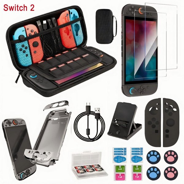 ibettertec 14-in-1-Zubehörset Kompatibel mit Nintendo Switch 2 Nintendo-Controller (Nintendo Switch 2 Zubehör Spielekonsolen-Tasche, NintendoSchutzhülle mit Dis