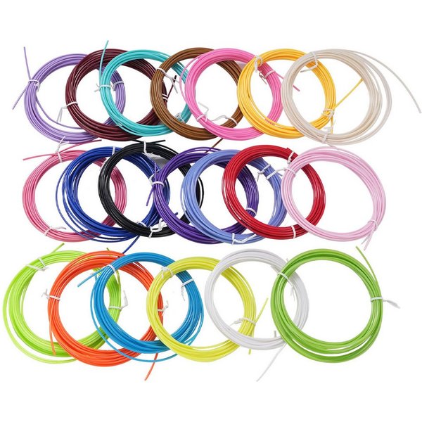 shop'n smile ideoon Filament PLA Filament-Set für 3D-Stifte 20 Farben à 5m Ø 1,75mm kreativ & bunt, 3D-Stift Filament 20x 5m PLA in bunten Farben Ø 1,75mm für 3