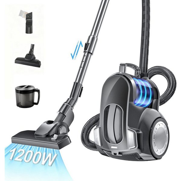 Toomoke Bodenstaubsauger Beutelloser Staubsauger starke Saugleistung,Kompakt Leicht Staubsauger, beutellos, für Hartböden Teppiche,leise,2,5L Staubbehälter, 5m 