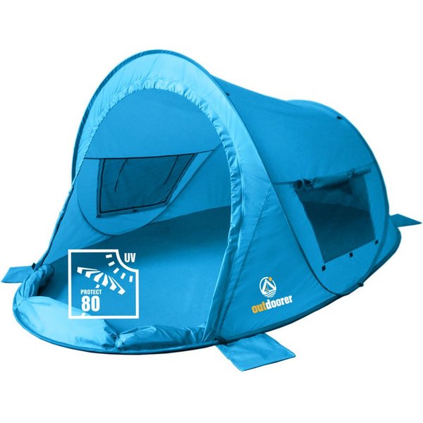 outdoorer Strandmuschel Zack Premium Family - Familienstrandmuschel, UV 80, Personen: 3, Verschließbares Strandzelt, Pop-up, selbstaufbauend, Windschutz