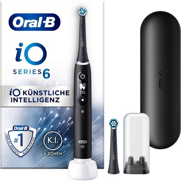 Oral-B Elektrische Zahnbürste iO 6, Aufsteckbürsten: 2 St., mit Magnet-Technologie, Display, 5 Putzmodi, Reiseetui