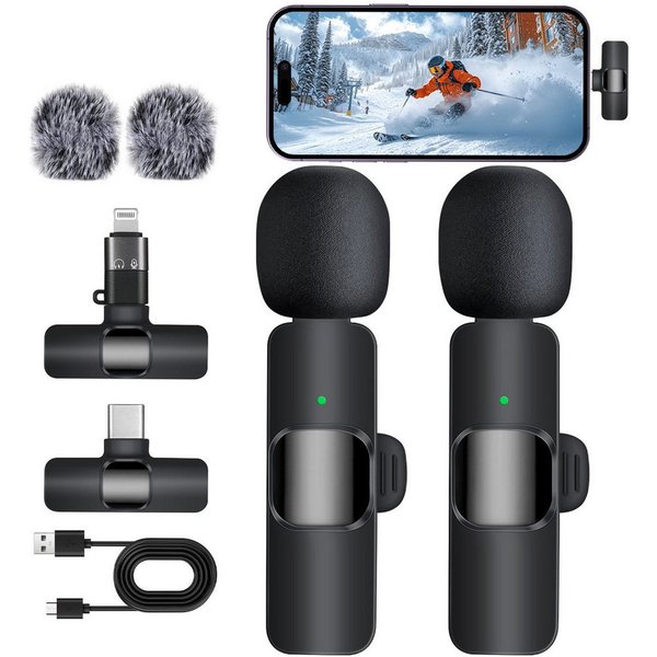 Senmudi Mikrofon Mini Mic Pro Kabelloses Mikrofon für iPhone, iPad, Android (Mini Mikrofon für Live-Streaming,Geräuschunterdrückung), Wireless Ansteckmikrofon f