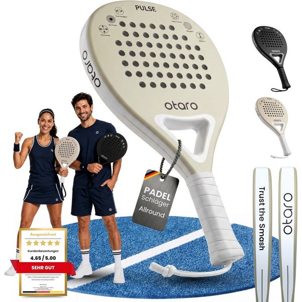 Otaro Padelschläger Padelschläger PULSE, Leicht. Präzise. Kontrolle., (Direkt loslegen, Padel Schläger für Einsteiger & Aufsteiger), Premium Padelschläger
