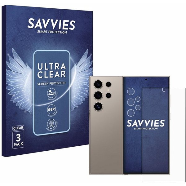 Savvies Displayschutzfolie Schutzfolie für Samsung Galaxy S24 Ultra (case-friendly) (Display+Kamera), 6 Stück, Displayschutz Schutz Folie Klar Transparent