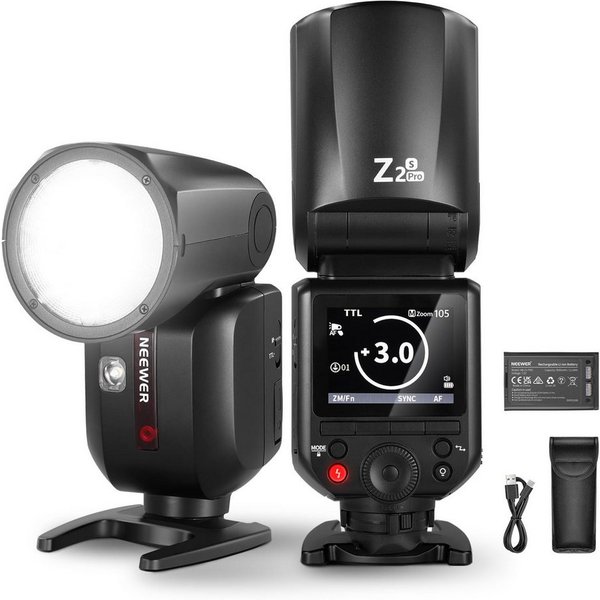 Neewer Z2PRO-S 2,4G TTL Rundkopf Blitz Speedlite Kompatibel mit Sony Blitzgerät, (76Ws 1/8000s HSS, Verbesserte UI, TTL/M TCM Schalter, 7.2V/3000mAh)