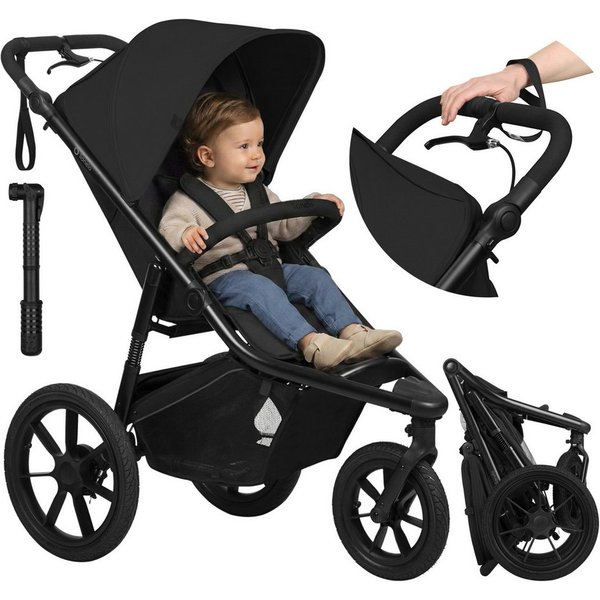 lionelo Dreirad-Kinderwagen AZURA, Baby-Jogging-Kinderwagen/ab 6 Monaten/sichere Wahl/bis zu 22 kg