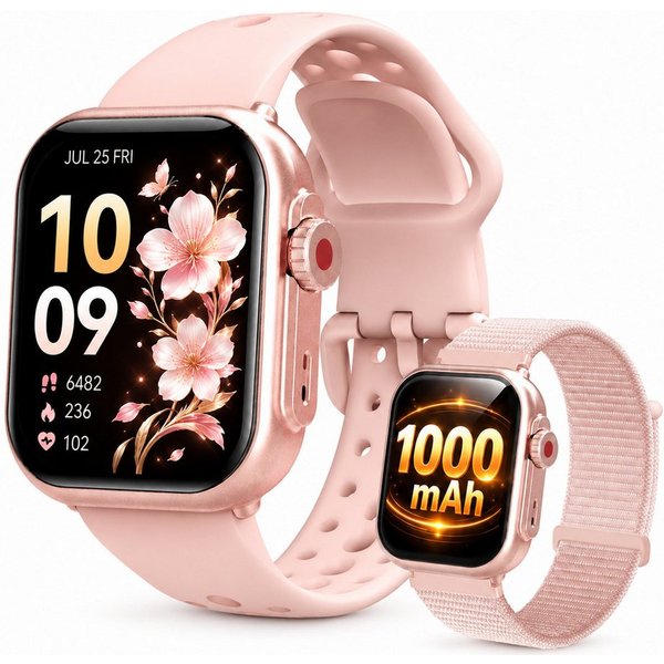 ANYSUN Smartwatch Damen Herren mit 1000mAh Akku, Smartwatch (4.65 cm/1,83 Zoll) Fitness Tracker Uhr für Damen Herren 30 Tage Ultralange Standby, 24H Telefonfunk