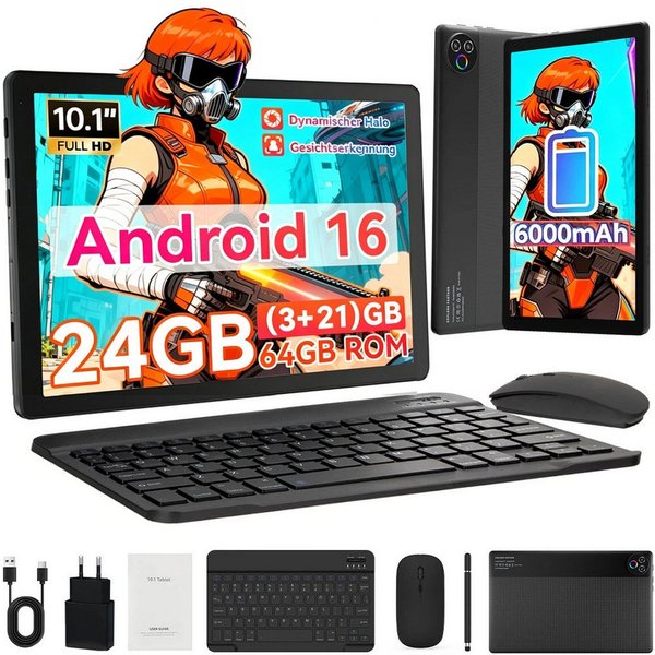 BUFO 10 Zoll 64 GB 1280x800 IPS Maus Tastatur Handschrift Stift Set Tablet (10", 64 GB, Android 16, WiFi, Dual-Kamera)