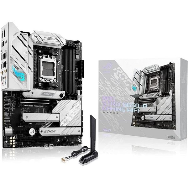 Asus ROG STRIX B650-A Mainboard Aura Sync RGB Beleuchtung, (GAMING WIFI Mainboard Sockel, 1-St., RAM 128 GB), AM, AM5, Ryzen 7000, ATX, DDR5 Speicher, USB 3.2 G
