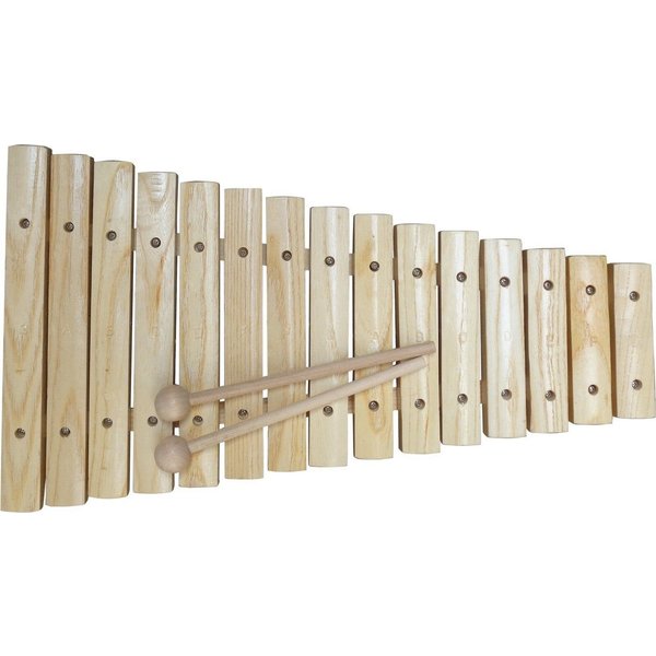 MSA Xylophon Natur Holz Ausführung - 15 Klangstäbe - 2 Schlägel - Klangholz