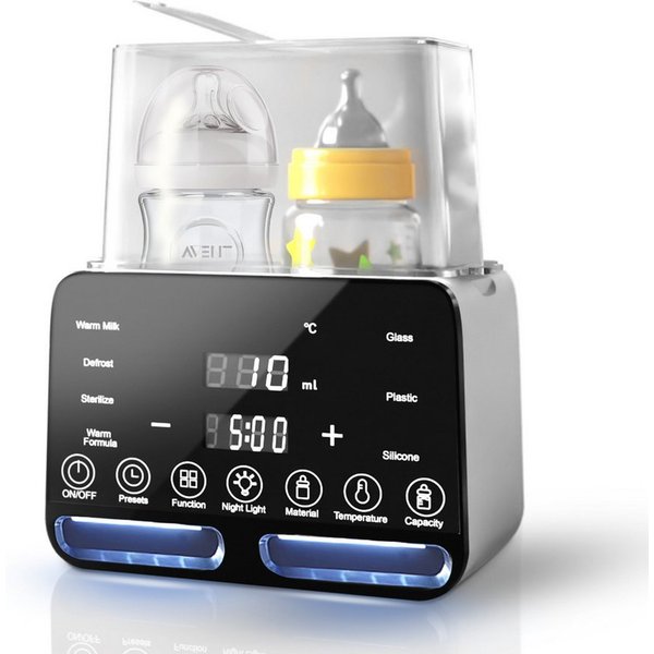 CkeyiN Babyflaschenwärmer 10 IN 1 Baby Flaschenwärmer, Konstante Temperatur in 24h, 2 Flaschen, Timer-Funktion präzise Temperaturregelung BPA-frei Touchscreen