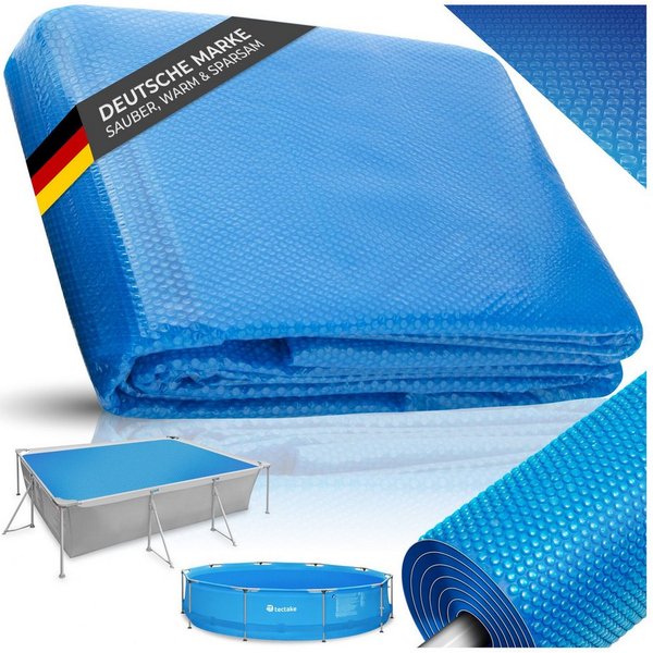 tectake Pool-Abdeckplane Solarfolie - leichte Poolabdeckung mit zuschneidbarer Passform (Poolabdeckung, in blau), Verlangsamt spürbar die Wasserabkühlung