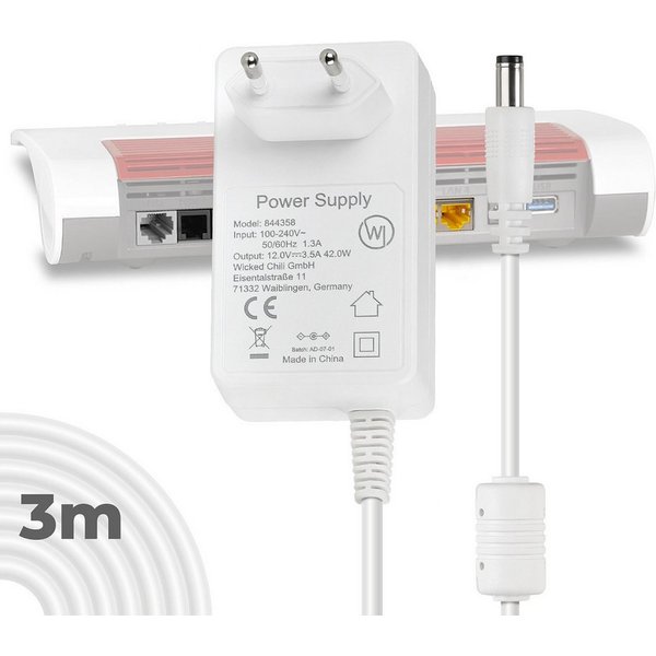 Wicked Chili 3m Netzteil extra lang für AVM Fritz!box Router 5690 Pro 7690 5590 Netzteil (Extra langes 300cm Kabel)