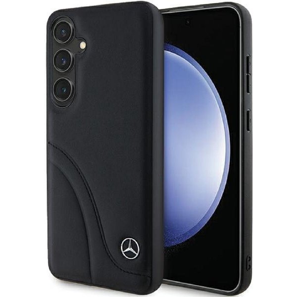 Mercedes Benz Handyhülle Case Galaxy S24 Plus Echtleder schwarz Stern Logo 6,7 Zoll, Kantenschutz