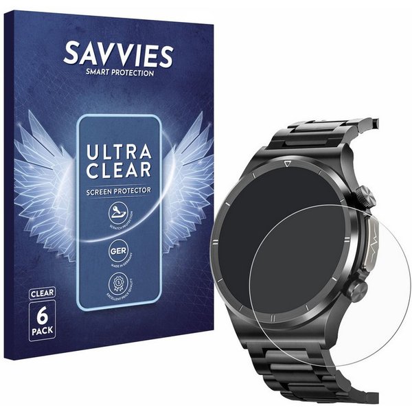 Savvies Displayschutzfolie Schutzfolie für Banlvs Smartwatch 1.39", 6 Stück, Displayschutz Schutz Folie Klar Transparent