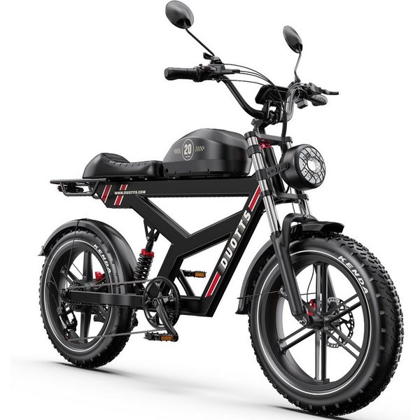 DUOTTS E-Bike Cityrad E-Fahrrad Max.140km, APP-Sicherheit 1404wh 20×4,0 Zoll Pedelec, Kettenschaltung, Heckmotor, 1404 Wh, E-Bikes mit Vollfederung, hydraulisch