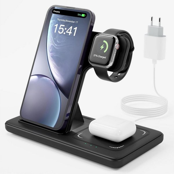 LUOATIP 3 in 1 Wireless Charger für iPhone Apple Watch und AirPods Dock Wireless Charger (3000 mA, Magnetische 3 in 1 Ladestation für iPhone Apple Watch AirPods