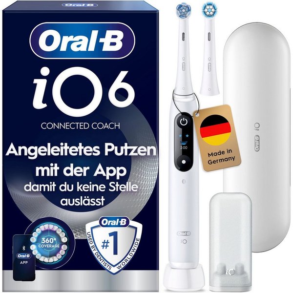 Oral-B Elektrische Zahnbürste iO 6, Aufsteckbürsten: 2 St., mit Magnet-Technologie, Display, 5 Putzmodi, Reiseetui