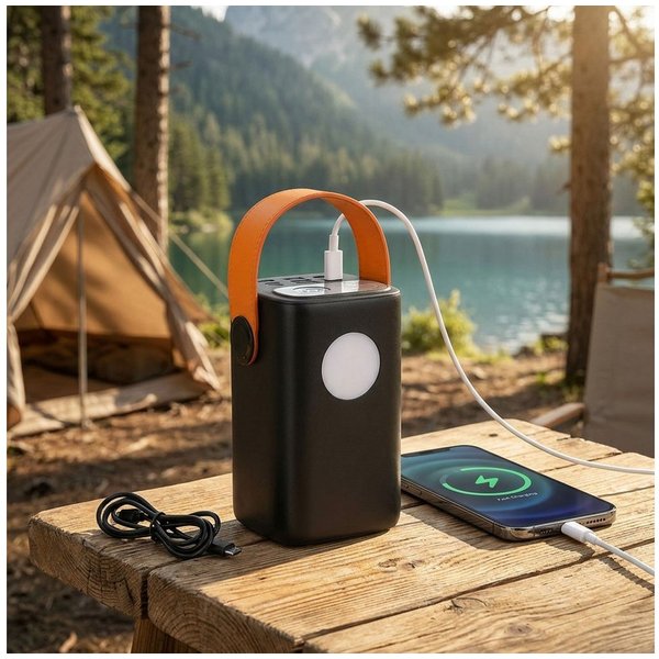 shop'n smile ideoon 100W Powerbank 60000 mAh mit LED-Lampe, Laptop Schnellladegerät Powerbank (Input (USB-C): 5 V DC bis 3 A / 15 Watt 9 V DC bis 3 A / 27 Watt 