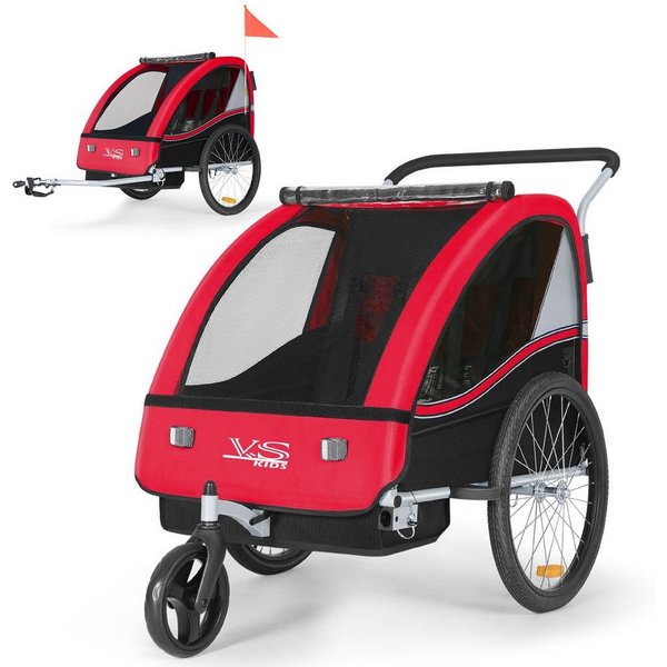 TIGGO Fahrradkinderanhänger TIGGO VS Kinderfahrradanhänger 2 in 1 Kinderanhänger Fahrradanhänger, für 1-2 Kinder geeignet
