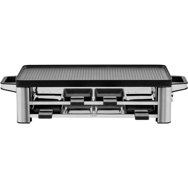 WMF Raclette LONO, inkl. Parkebene für unbenutze Pfännchen, 8 Raclettepfännchen, 1500 W, Spülmaschinengeeignete Pfannen und Spatel, antihaftbeschichtete Platte