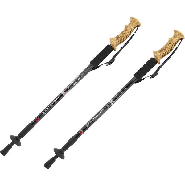 MidGard Nordic-Walking-Stöcke Wanderstöcke 65-135cm Teleskop Antischock Stöcke Korkgriff Dämpfung (2 St), Leicht, mit ergonomischen Korkgriffe