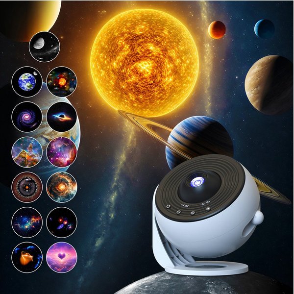 POPOLIC Sternenhimmel Projektor, Home Planetarium Projektor Lampe Portabler Projektor (für Schlafzimmer Kinder Erwachsene mit 13 Planeten Discs)