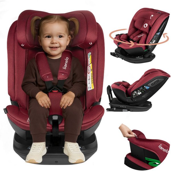 lionelo Autokindersitz Bastiaan RWF i-Size, ab: ab 0, bis: bis 150 cm (36kg), ab: 40,00 cm, bis: 150,00 cm, (Set), 4 Sitze in 1/360' drehbare Basis / ISOFIX / T
