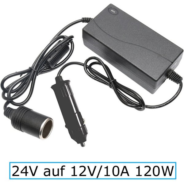 Bolwins Spannungswandler J40C Spannungswandler Inverter LKW DC 24V auf 12V Zigarettenanzünder, (Packung, 1 St., 1x Spannungswandler 24V auf 12V (max. 120W), 24V
